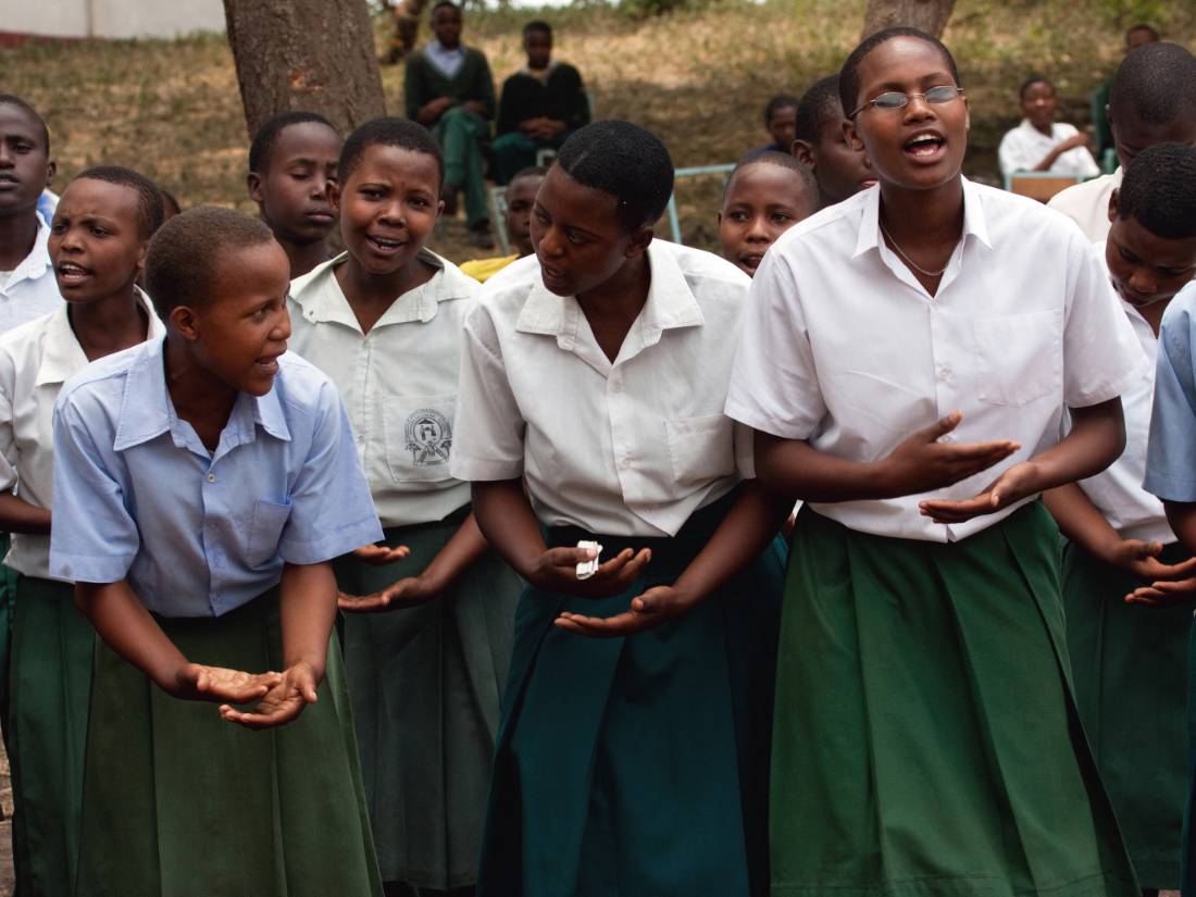 Magara Secondary School students singing to 2010 CPT Tanzania participants