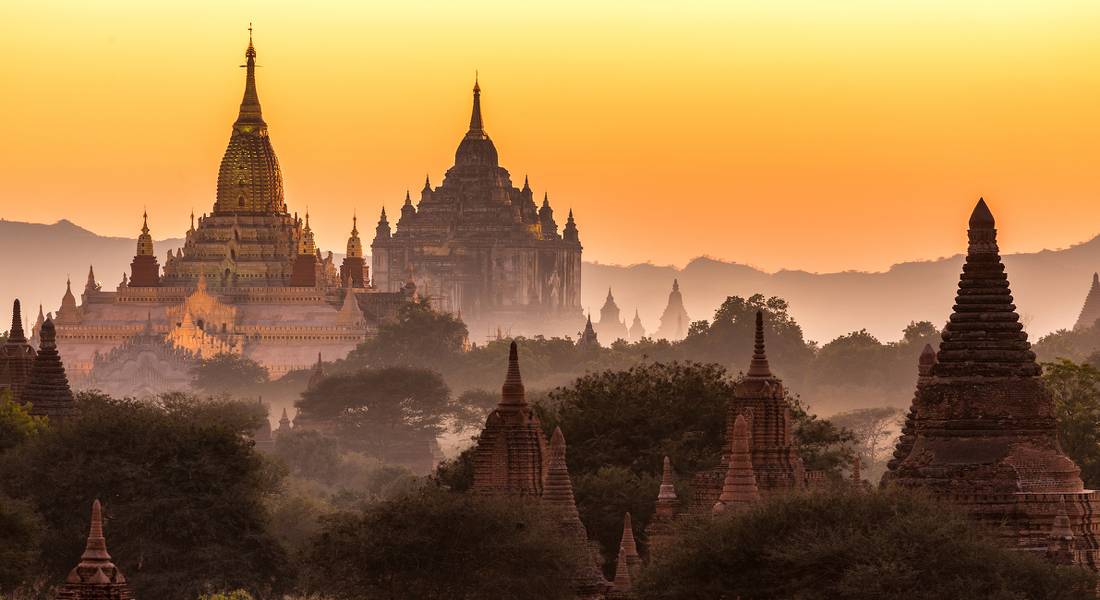 Mist rises over the enchanting Bagan, Myanmar