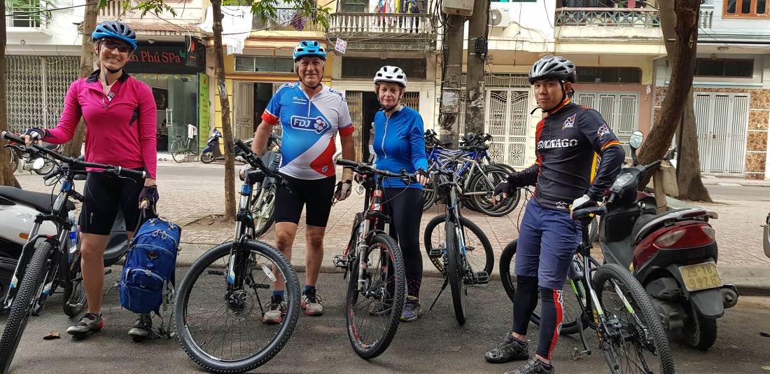 Cyclists geared up and ready to set off from Hanoi to remote villages |  <i>Sandra Hopkins</i>