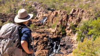 Looking down at falls