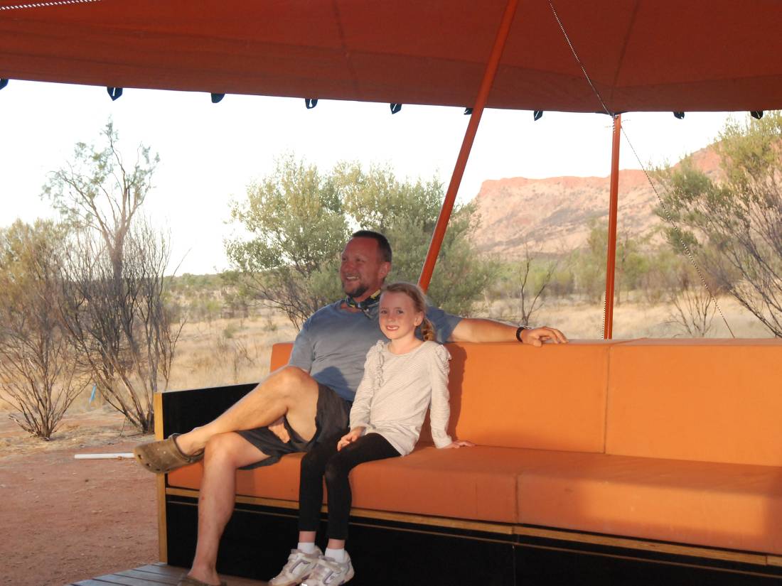 The Larapinta Semi-Permanent camps have a stunning lounge with great views over the Ranges |  <i>Chris Buykx</i>