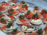 Smoked salmon canapes served at Charlie's camp on day 2 Classic Larapinta Trek in Comfort. |  <i>Ayla Rowe</i>