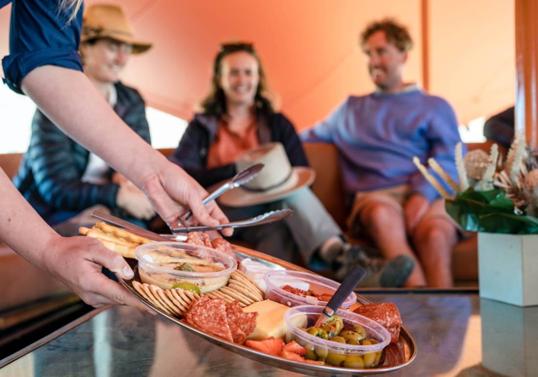 Snacks are served at our eco-comfort camps on the Larapinta Trail |  <i>Shaana McNaught</i>