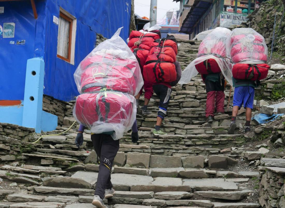 Mountain porters are an integral part of trekking in Nepal