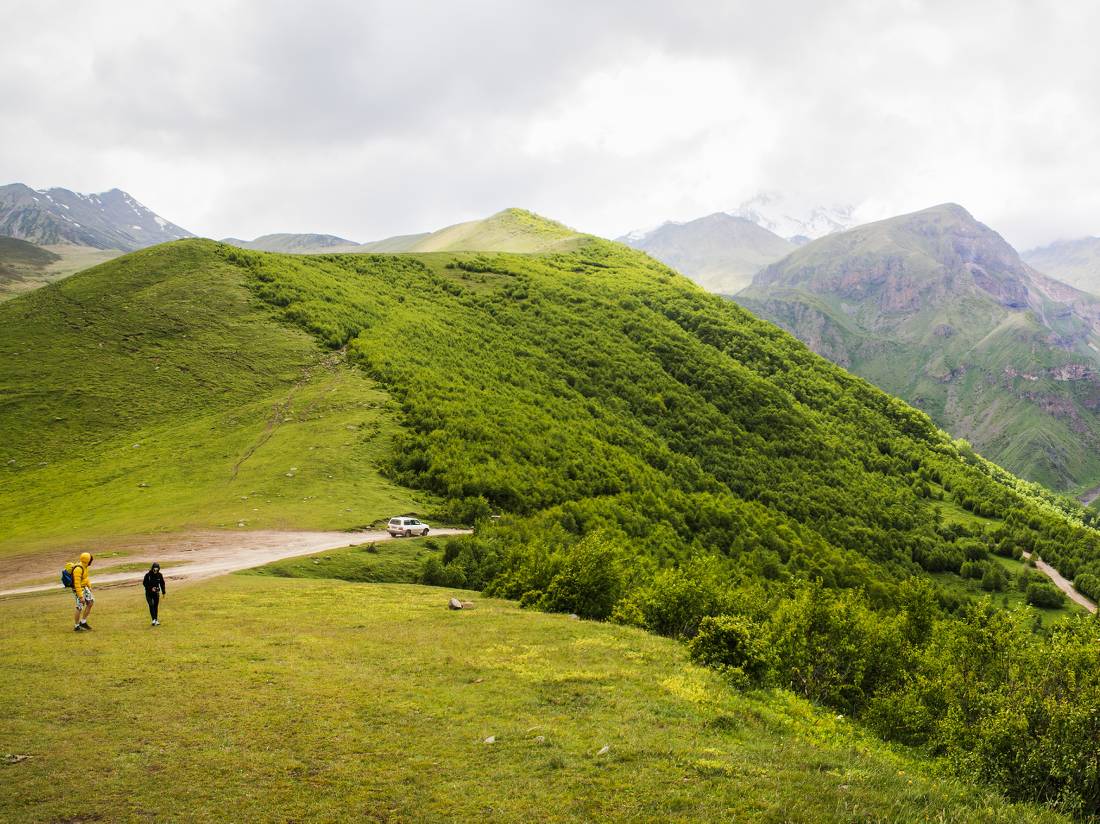 Hikers enjoying the lower Caucasus.