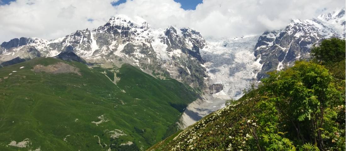 Stunning sight of Adishi glacier on the Transcaucasian Trail