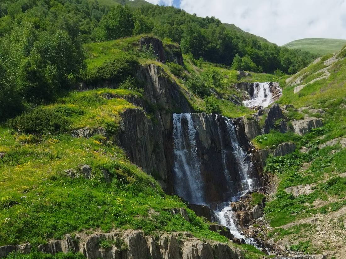 A refreshing waterfall on the Transcaucasian Trail
