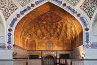 Ornate interior at Bukhara's Bolo Hauz Mosque |  <i>Peter Walton</i>
