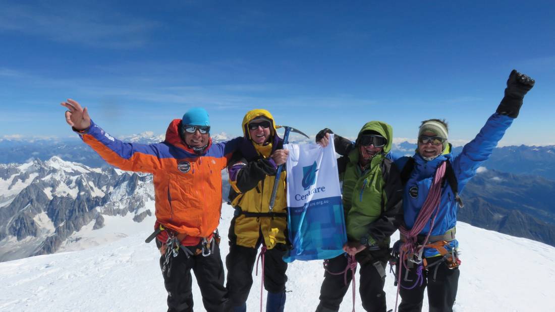 Happy climbers summitting Mt Blanc on an introductory climbing course |  <i>© Pierre Schmidt</i>