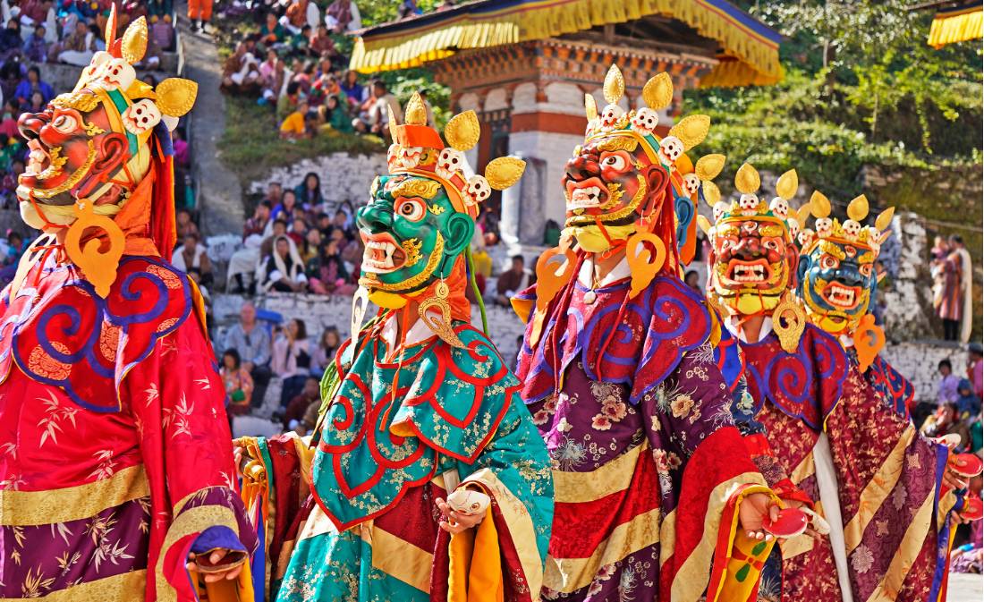 One of many vibrant cultural festivals in Bhutan