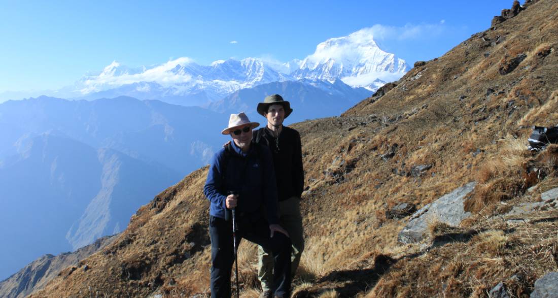 Father and son in front of Dhaulagiri |  <i>Brad Atwal</i>
