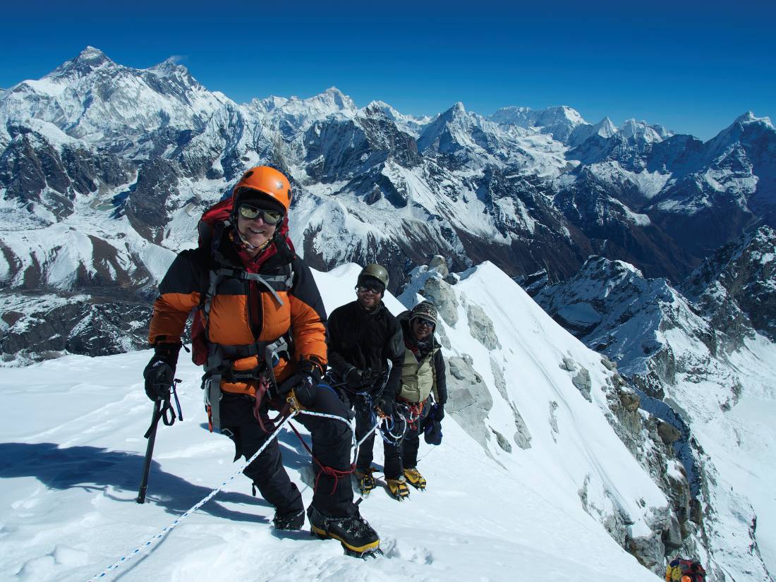Ascending Kyajo Ri with spectacular views of the Himalaya |  <i>Tim Macartney-Snape</i>