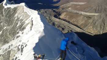 Climbers make their way to the summit of Island Peak | Bir Singh Gurung