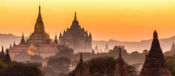 Mist rises over the enchanting Bagan, Myanmar