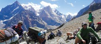 Breathtaking views during a rest stop on the Fann Mountain Trek | Natalie Tambolash