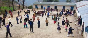 Lura School students in the playground before the earthquake struck | Soren Kruse Ledet